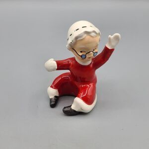 Lefton Christmas Candle Hugger Mrs Claus Waving 707 Japan Shelf Sitter Vintage